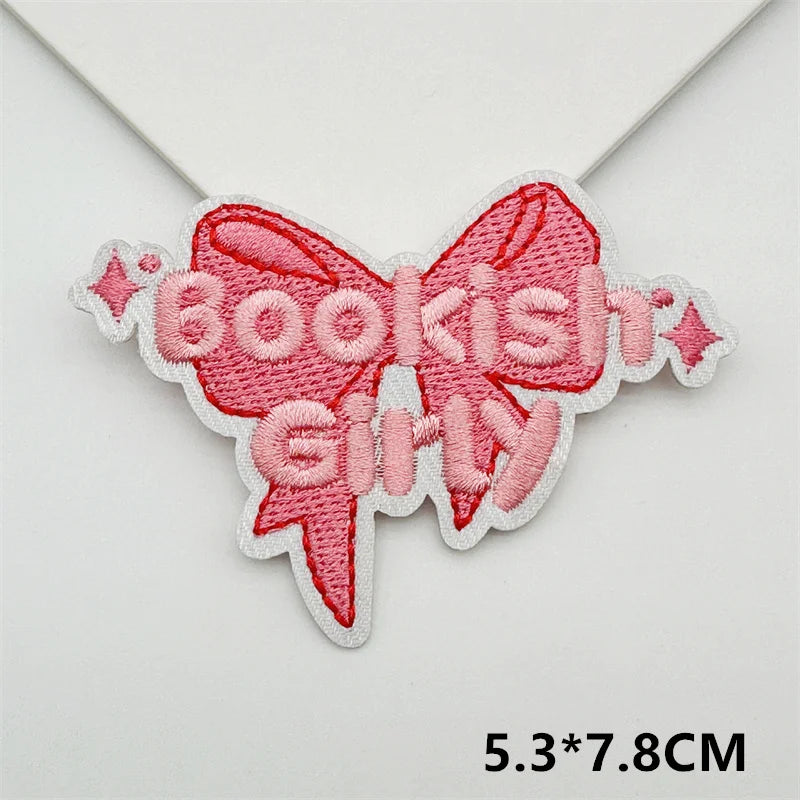 Cartoon Embroidery Sticker Decorative Ironing Sticker Sewing DIY Pink Bowknot Clothing Shoes Hat Bag Patch
