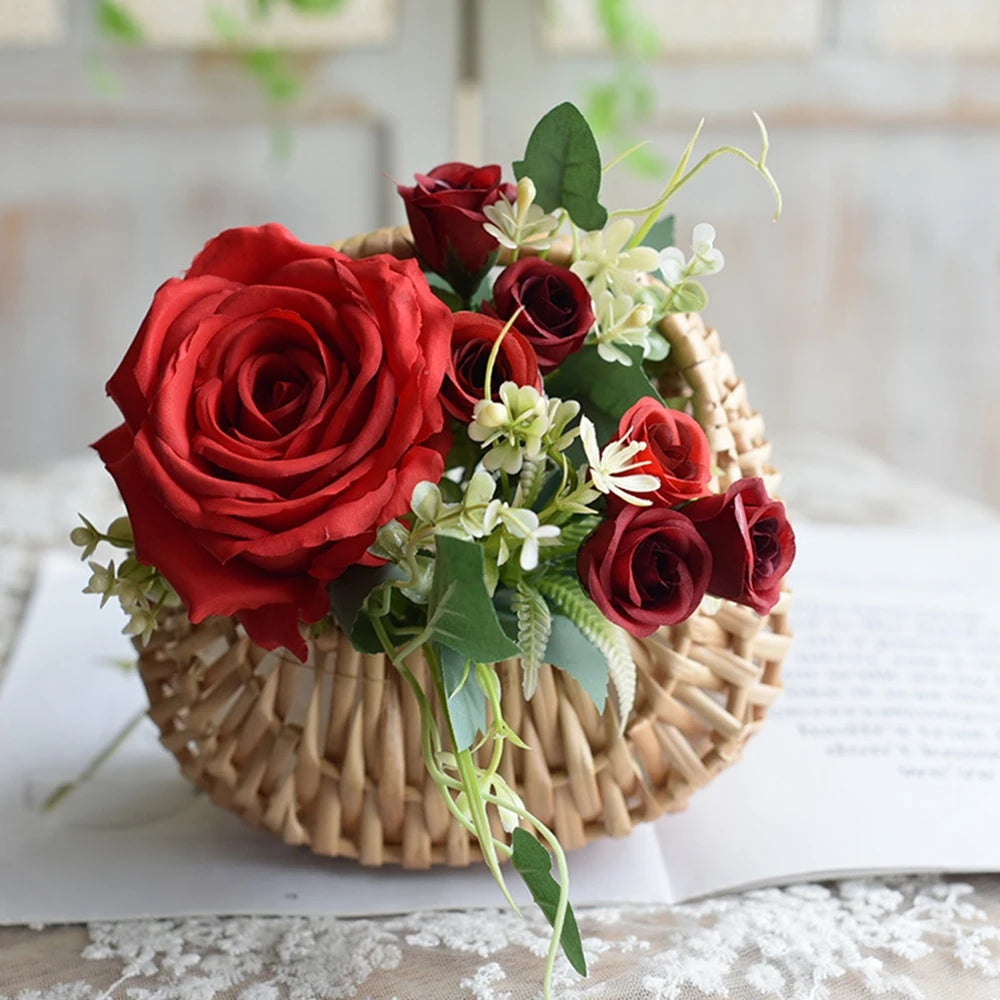 Wicker Basket Woven Basket With Handle Wedding Flower Girl Baskets Sturdy Picnic Home Decor