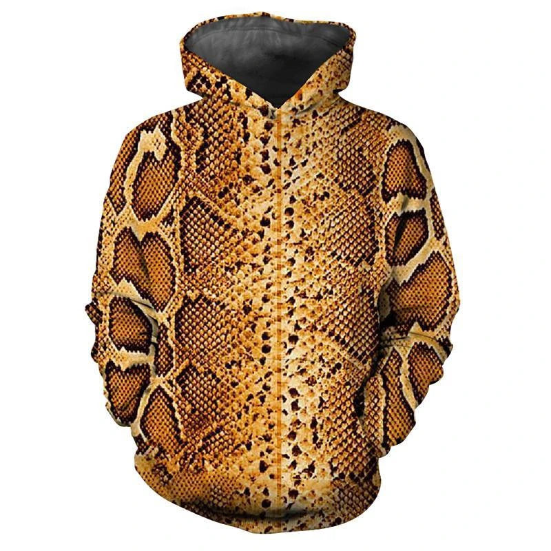 Personalized Snakeskin Pattern Hoodies Fashion Trend Long Sleeve