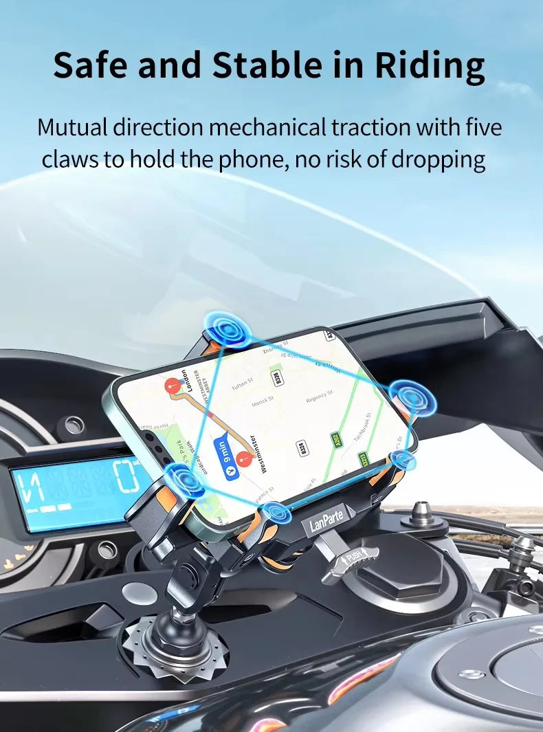 Metal Shockproof Motorcycle Phone Holder 4 Vibration Dampener 15W Wireless Charger Fast Charging Motorbike Bicycle Bike Stand