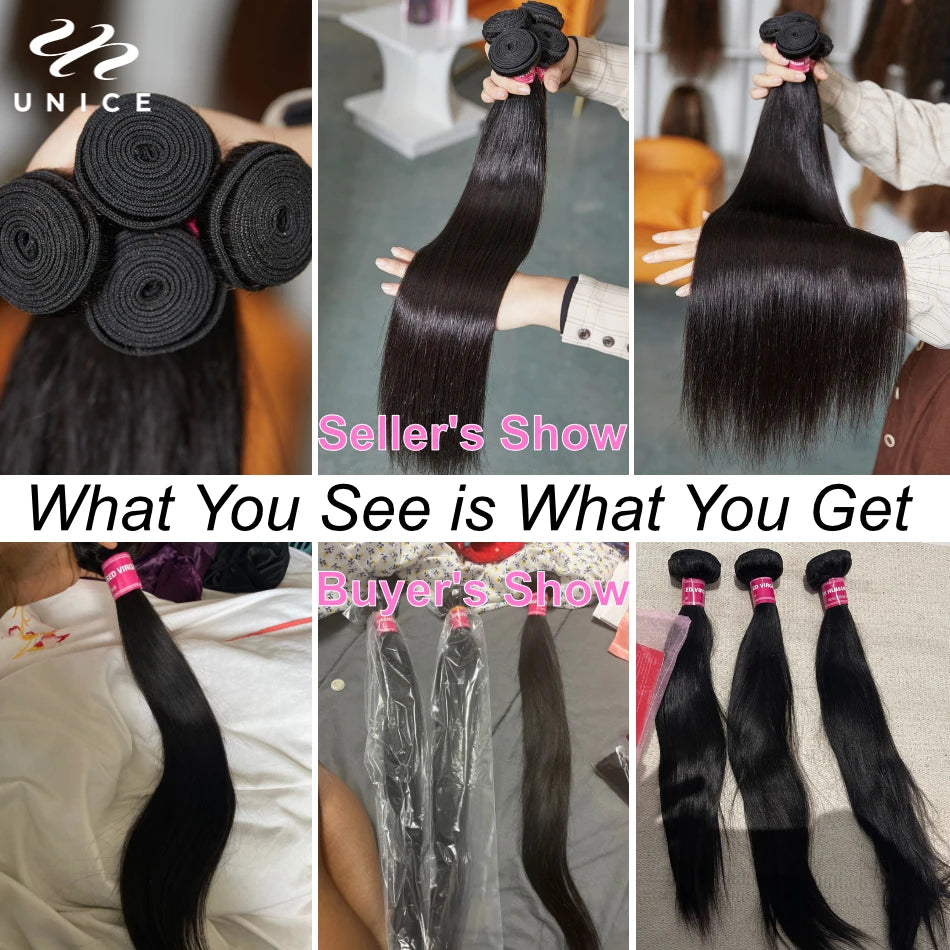 UNICE HAIR 30 Inch Brazilian Bone Straight Hair Bundles