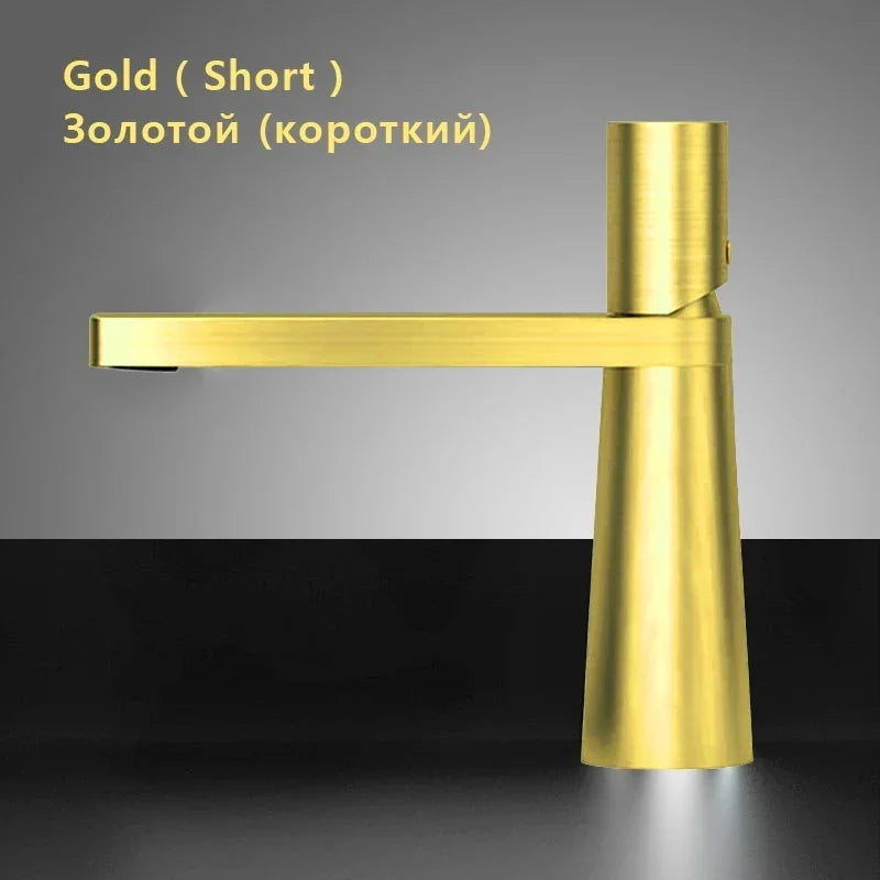 Modern Basin Faucet Brushed Gold Brass Bathroom Mixer Faucet