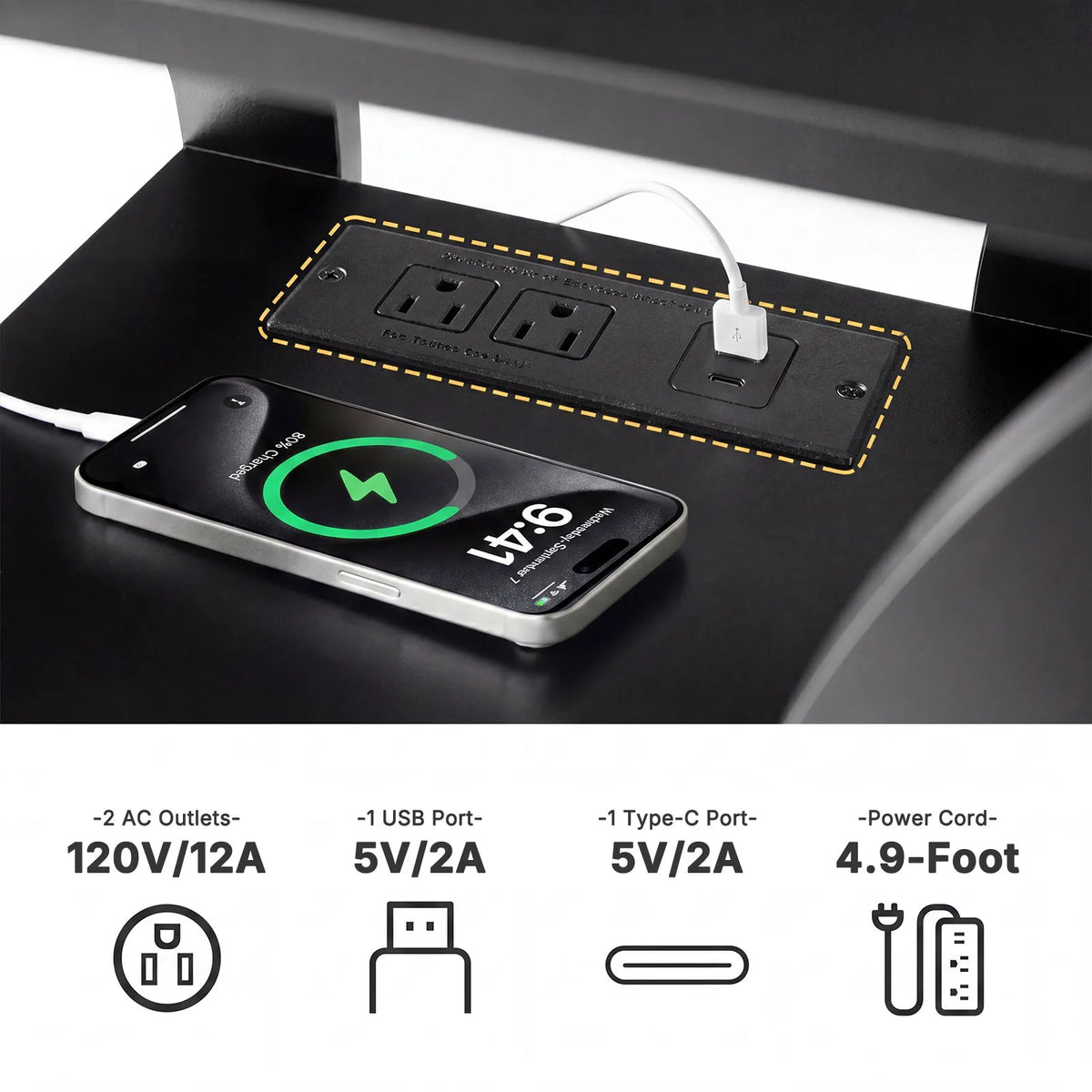MCQ 2 Pack Living Room Cabinet with Charging Station
