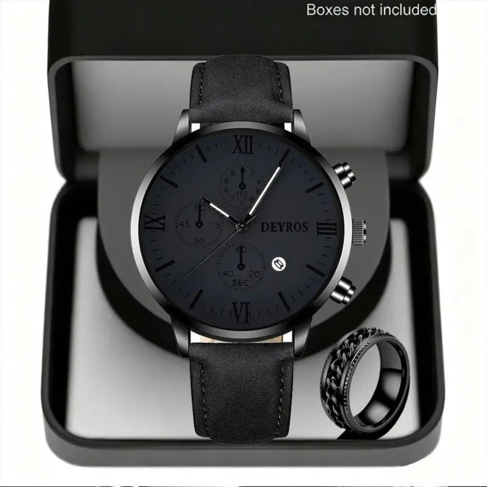 Men Watch Ring Combo 2Pcs