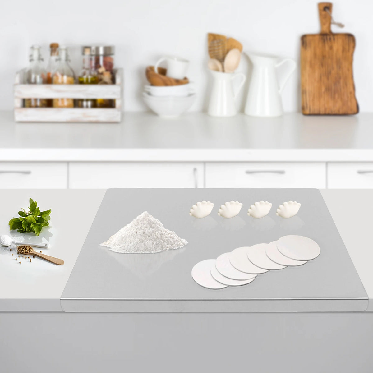 60x50cm Stainless Steel Chopping Board with L-Shaped Folded Edge