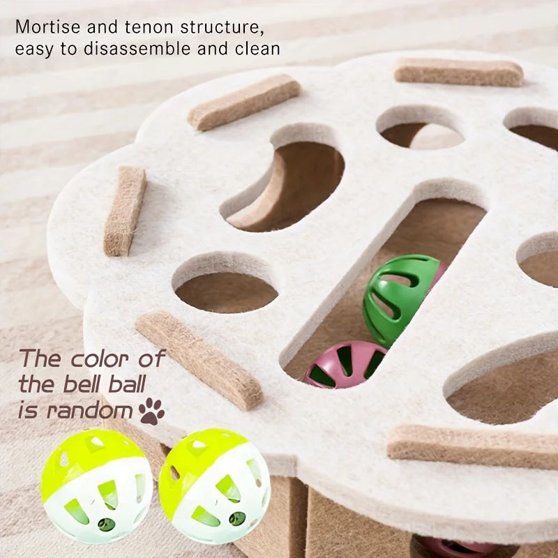 Interactive Cat Puzzle Toy Felt Toy Box with Maze
