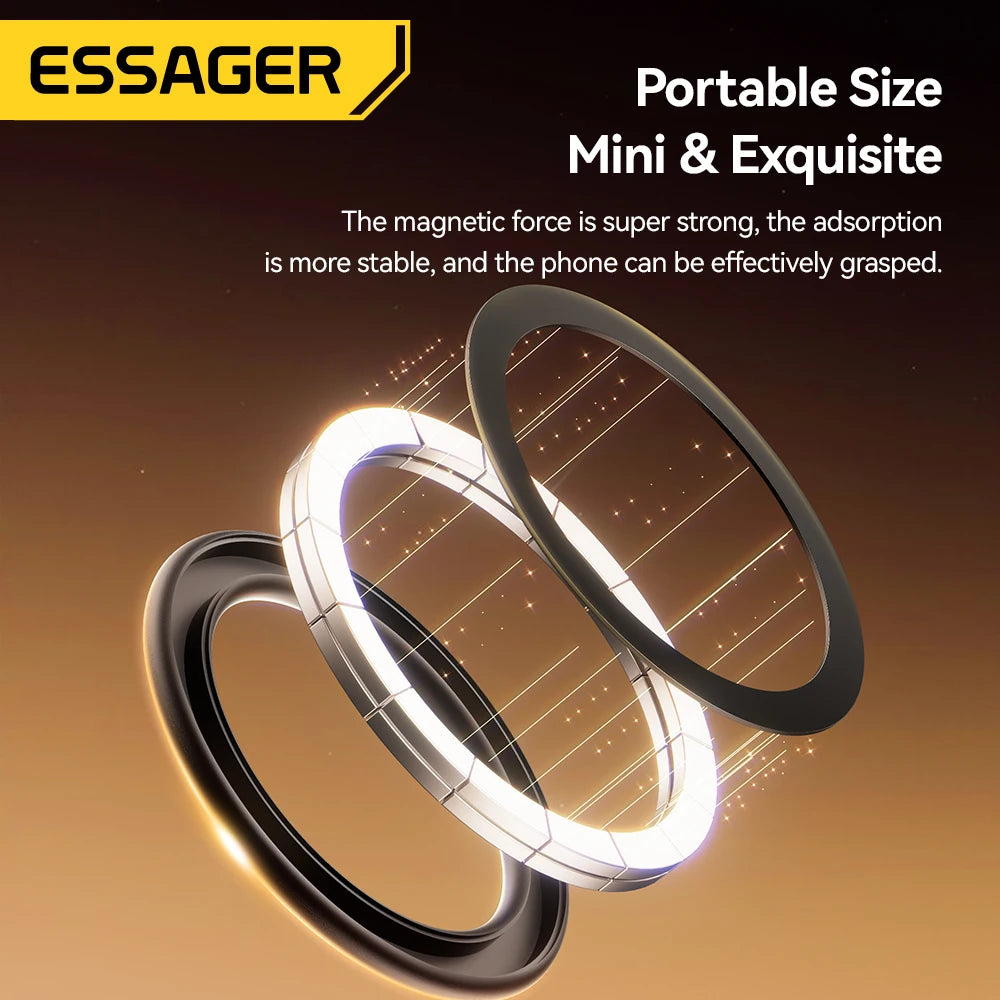 Essager Magnetic Metal Ring for iPhone 16 15 14 MagSafe Magnet for Android Phones Plate Sticker Rings For Wireless Charger Stand