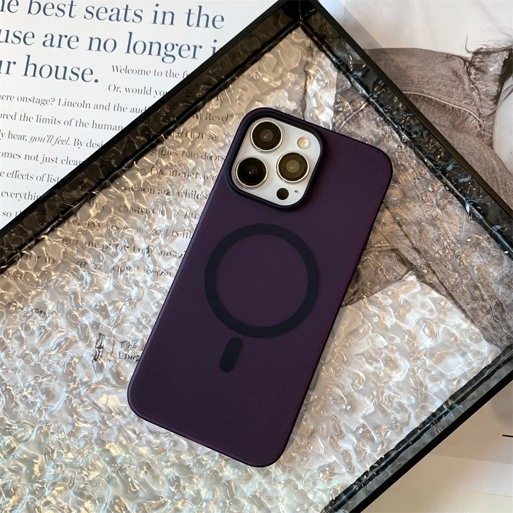 Matte Ultra-Thin for Magsafe Case For iPhone 17 16 15 14 13 12 Pro Max Plus Magnetic Wireless Charger Hard PC Translucent Cover