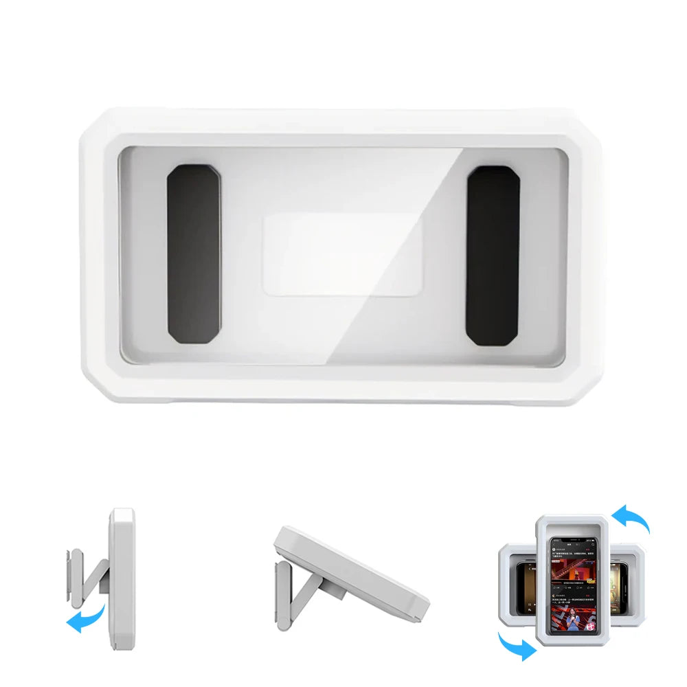Adjustable Waterproof Shower Phone Holder 360 Degree Rotation Wall Mirror Mount Mobile Phone Holder for Bathroom Bathtub Kitchen