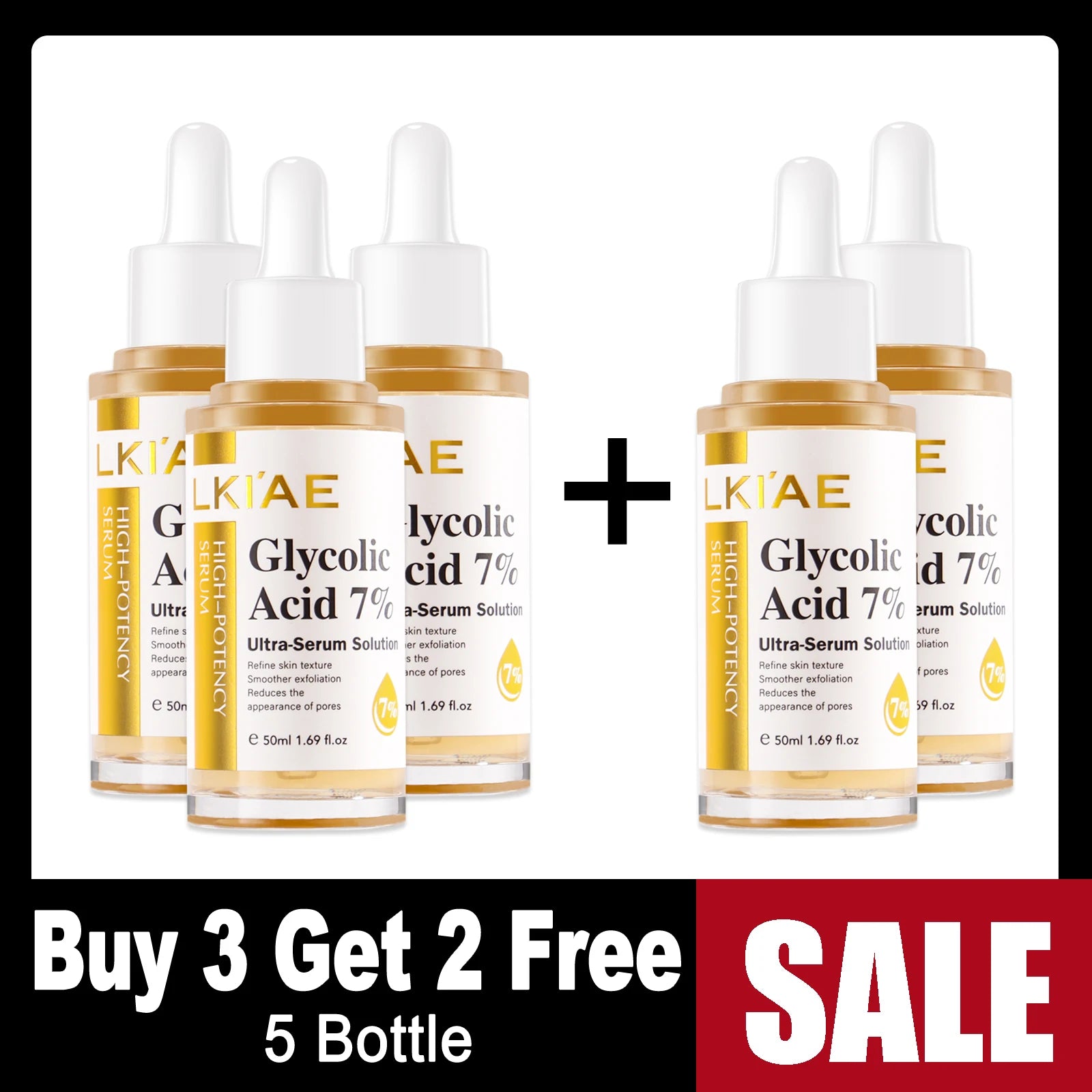LKIAE Glycolic Acid Brightening Skin Care Set, Reduce Dark Spots, Unclog Pores, Clean Skin, Whitening Kit For All Skin Types