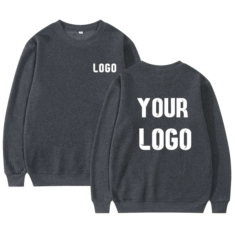 DIY Customise Your Brand Logo Unisex Trend Casual Top Custom Crew Neck Pullover Personalised Sweatshirt Custom Gift Shopping