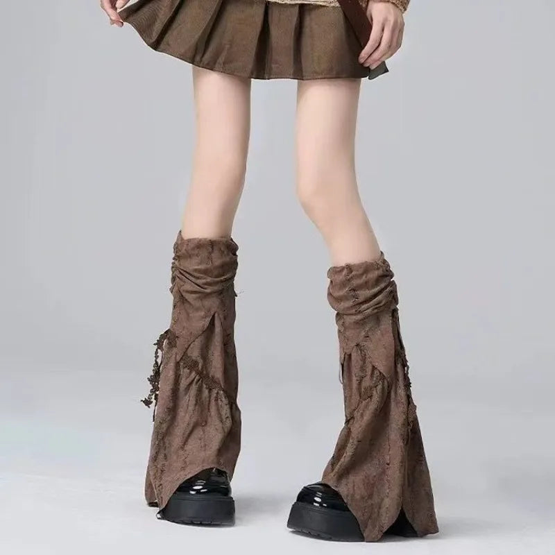 Y2K Leg Warmers Subculture Brown Niche Design Sense Wandering