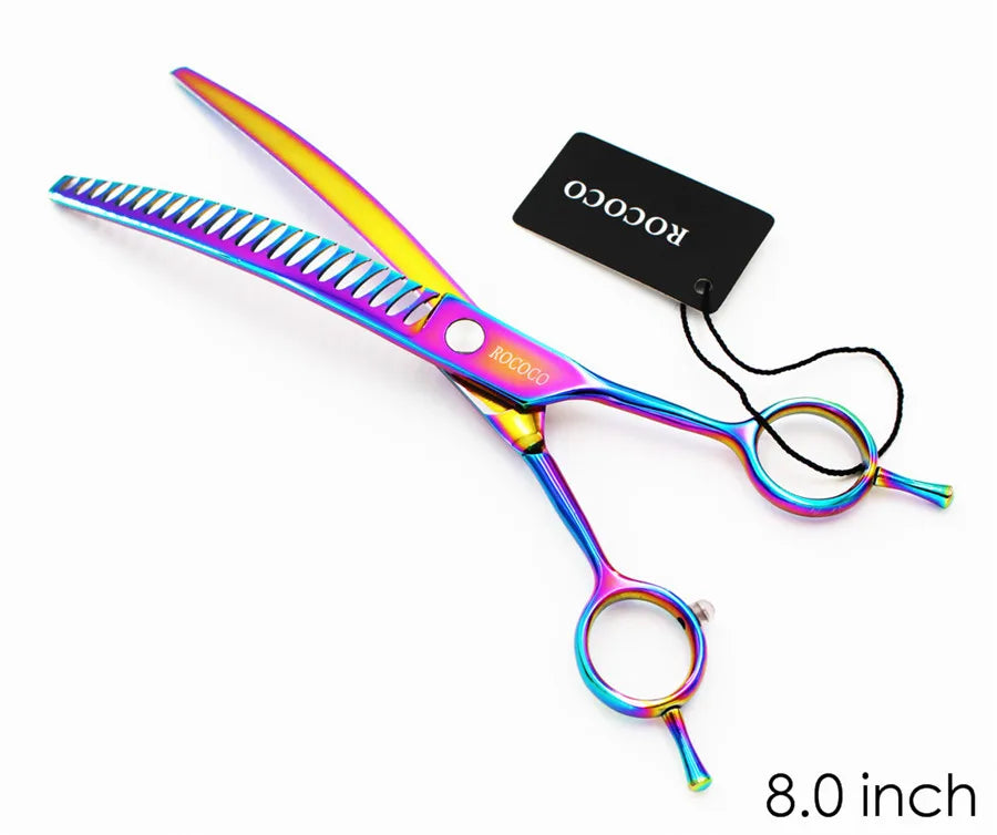 Professional 8 inch 7 inch 6.5" High Quality Pet Dog Grooming Scissors Curved Shark Thinning Shears Cat Dog Barber Scissors