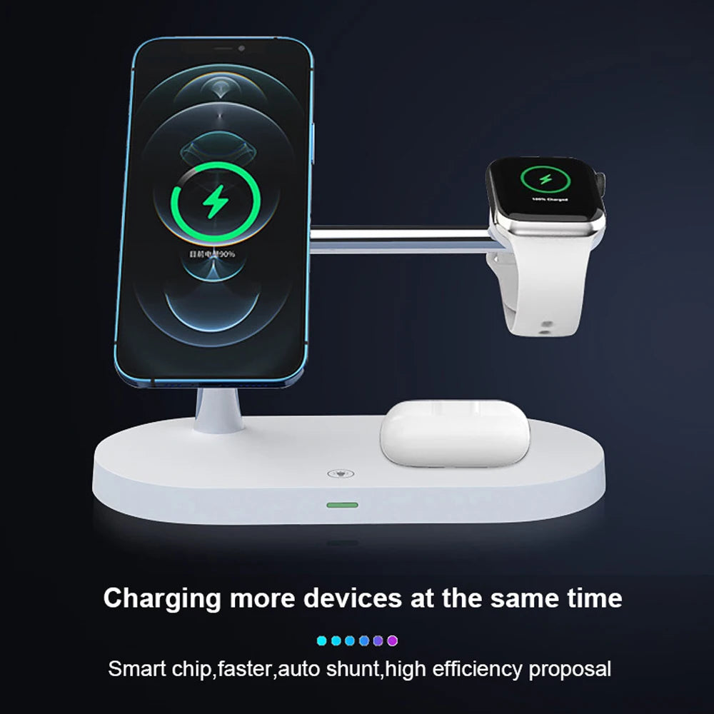 5 in 1 Magnetic Wireless Chargers Stand For iPhone 13 14 Charger Dock Station for Airpods Pro Wireless Charger With night light