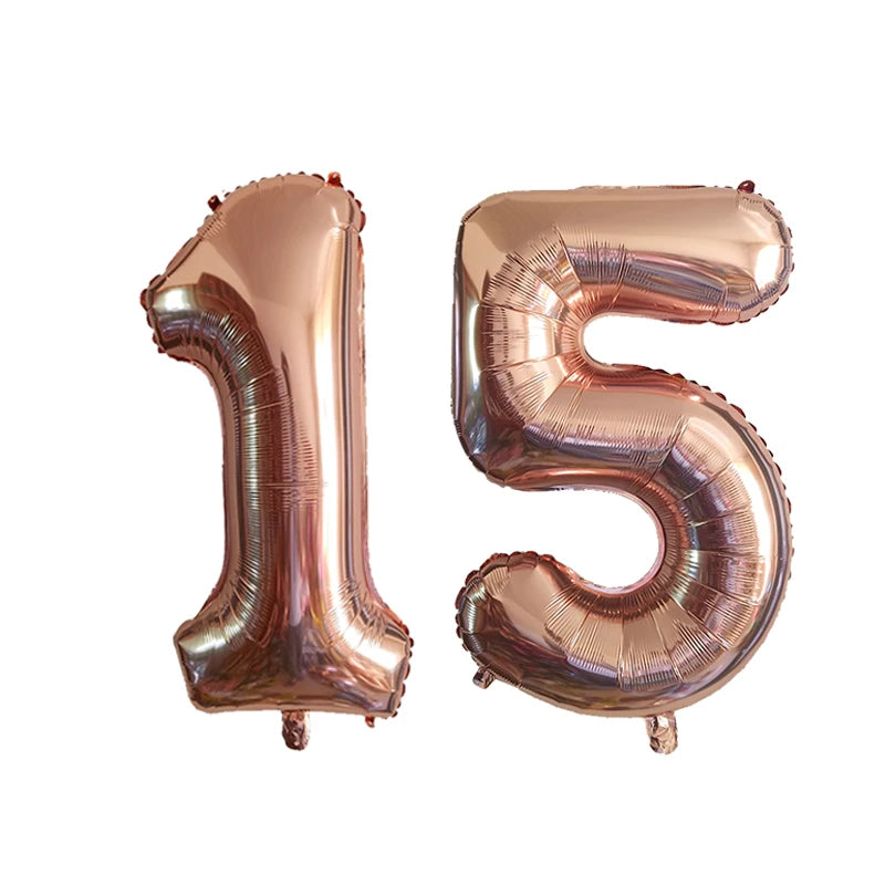 2pcs 32inch Rose Gold Balloon Number Banner 18 25 30 40 50 60 Birthday Party Decoration Kids Adult Anniversary Digit Foil Ballon