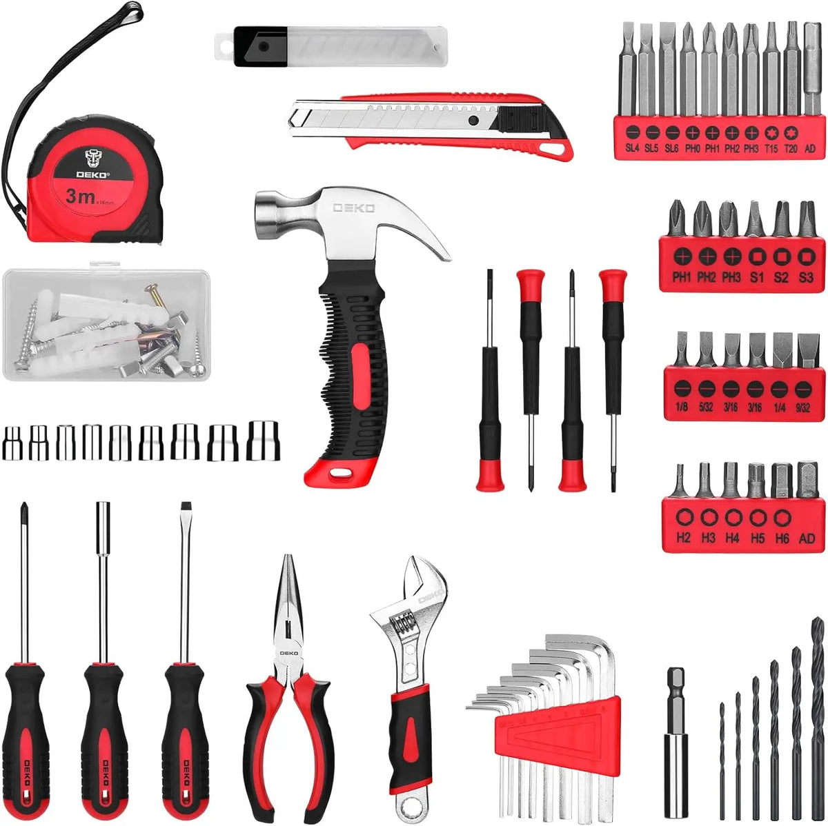 DEKO Drill Set Tool Set with 8V Red Cordless