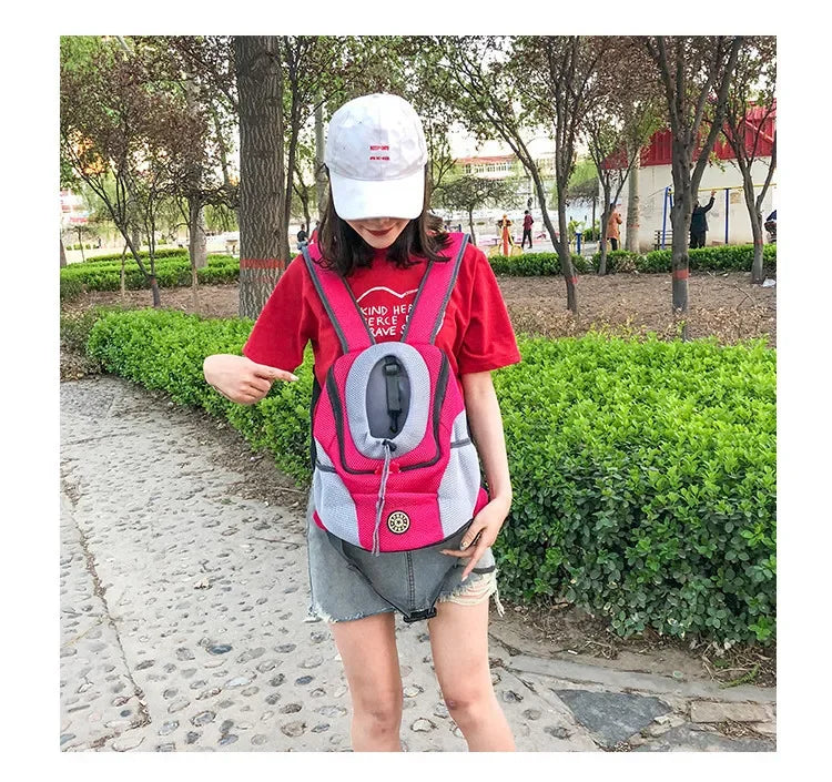 Pet Backpack Carrier for Small Dogs & Cats - Front-Folded Travel Backpack with Ventilation Mesh & Harness-Like Zipper Lock