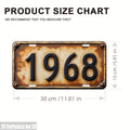 [Retro Iron Wall Sign] 2D Flat 1968 6x12" Metal Plaque - Rustic Black Numbers, Cafe Bar Indoor-Outdoor Decor