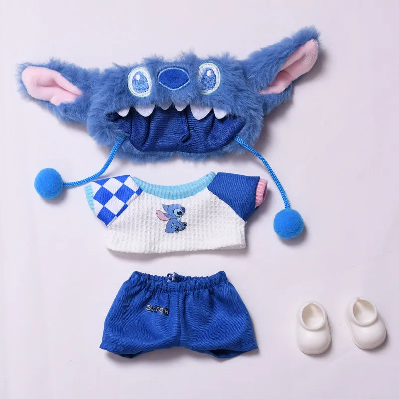 Kawaii Stitch Doll Clothes 15-17Cm Plush Doll Clothes Hat Set Doll Replacement Cartoon Doll Accessories Pet Clothes
