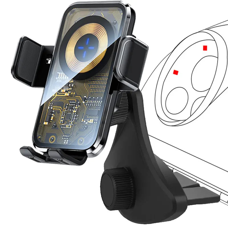 Car Wireless Charger Cd Slot Mount for iPhone Smart Wireless Charger Stand for Xiaomi Huawei Fast Charging
