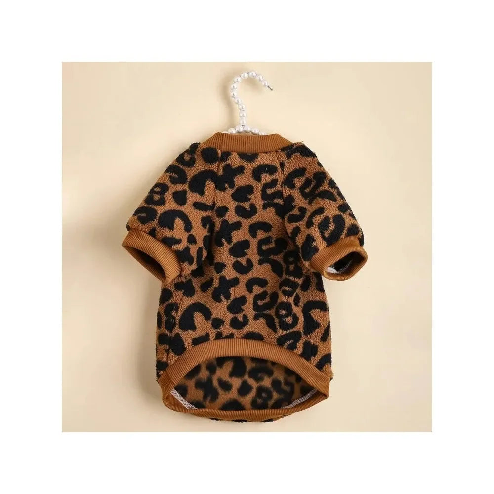 Puppy Pullover Dogs Pet Sweater Winter Leopard Print French Bulldog Winter Warm Sweater Pet Apparel Dog Clothing Kurtka Dla Psa