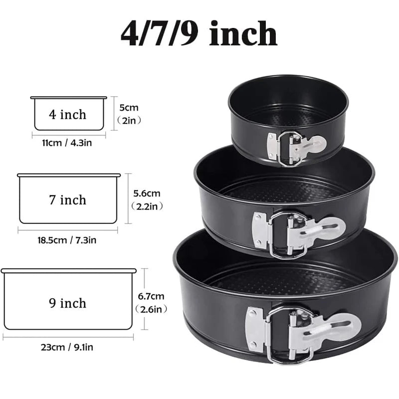 4/7/9Inch Carbon Steel Cake Mold with Latch Nonstick Cake Tin with Removable Bottom Cake Pan Brownies Cheesecake Baking Mould