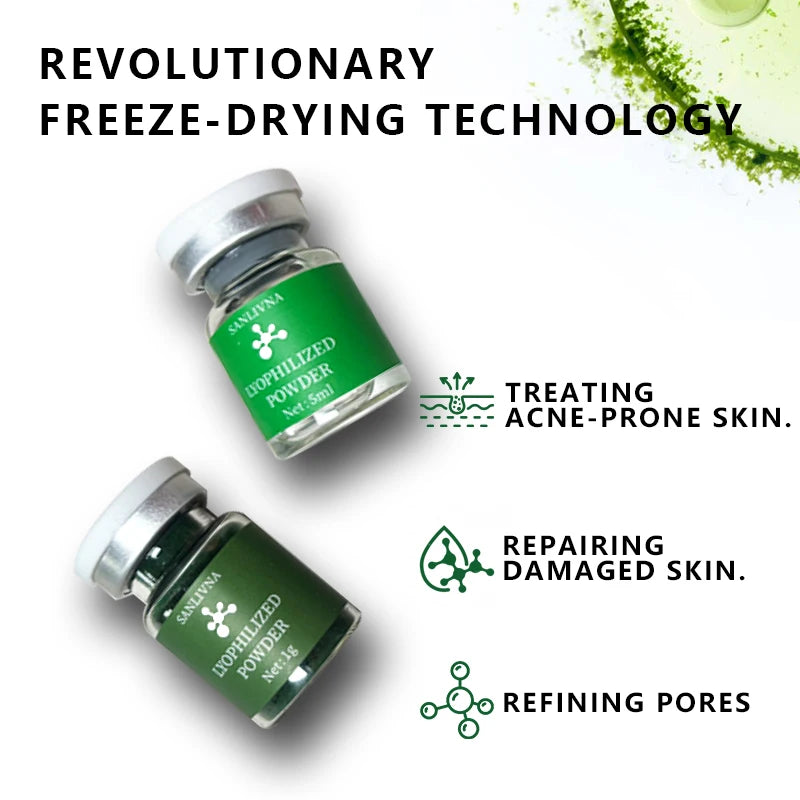 10 Vials Algae Peeling Powder DIY Facial Mask Sponge Spicules Natural Seaweed Skin Care Repair Acne Clean Pores 5 Pairs