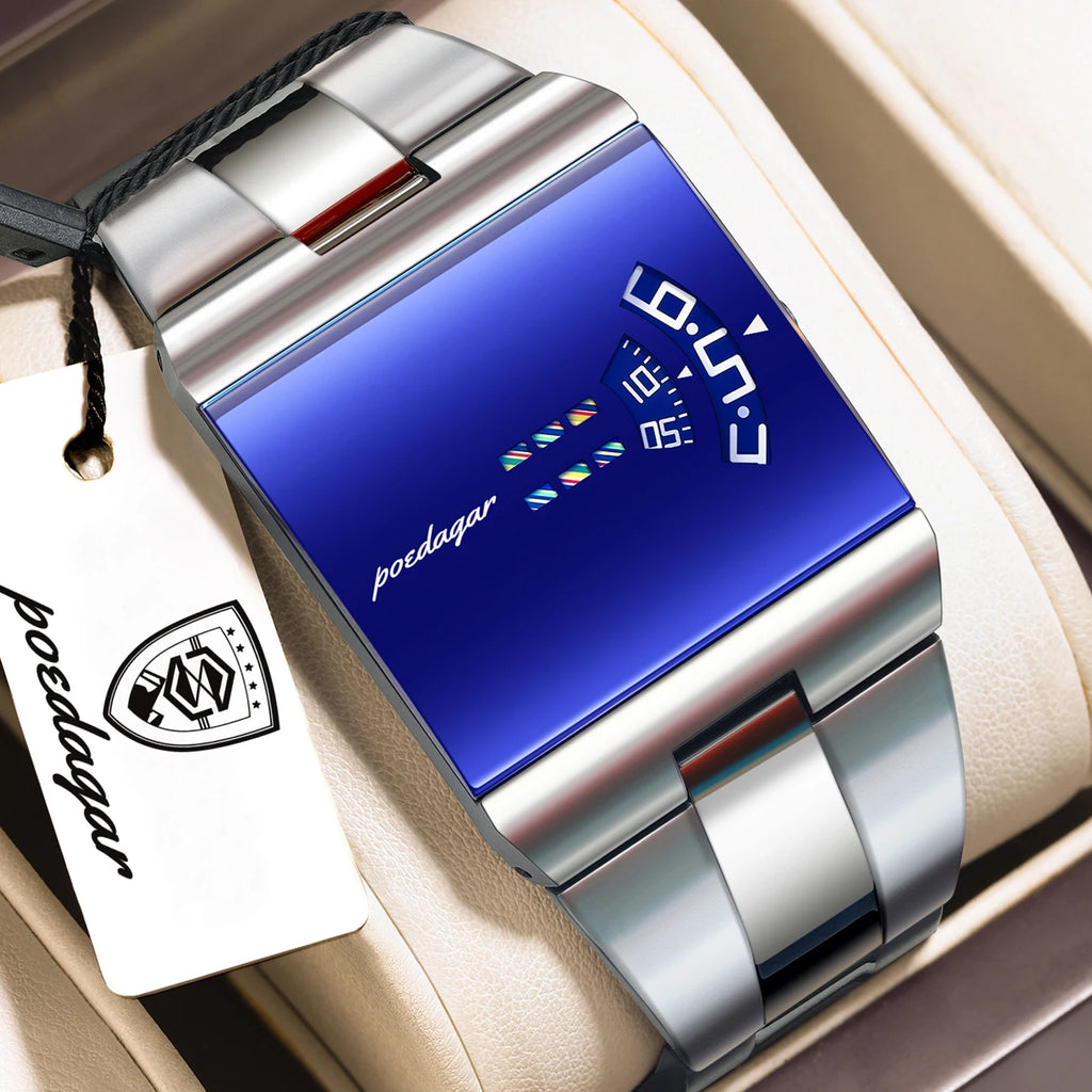 POEDAGAR Fashion Original Men Clock Waterproof Stainless Steel Creative