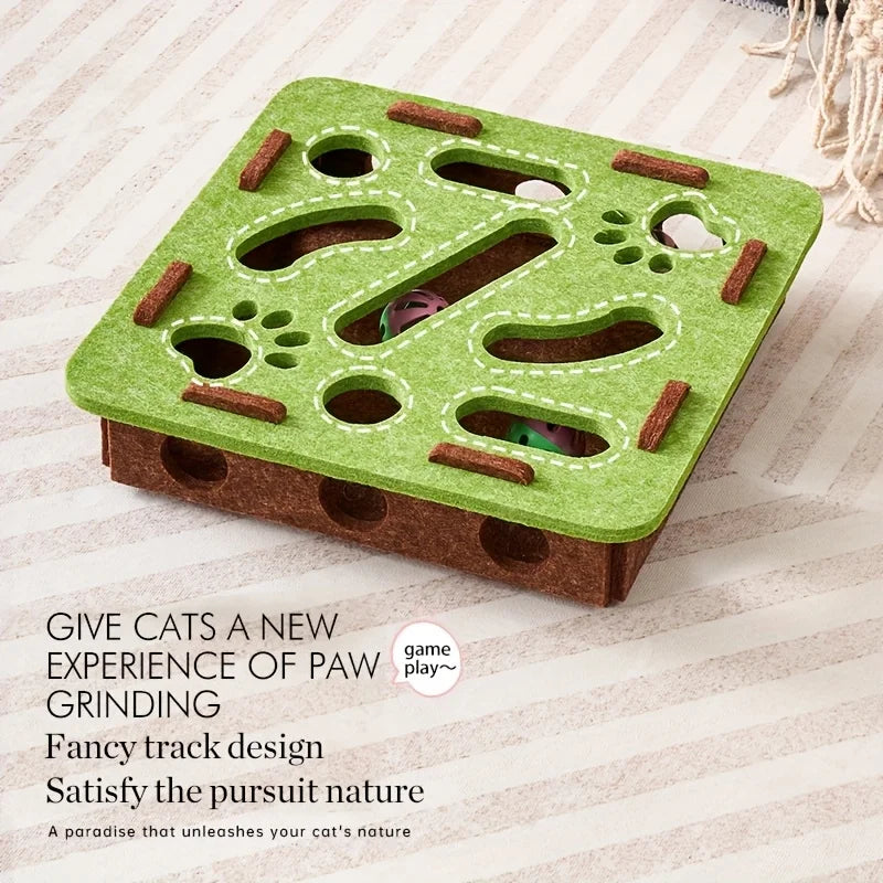 Interactive Cat Puzzle Toy Felt Toy Box with Maze