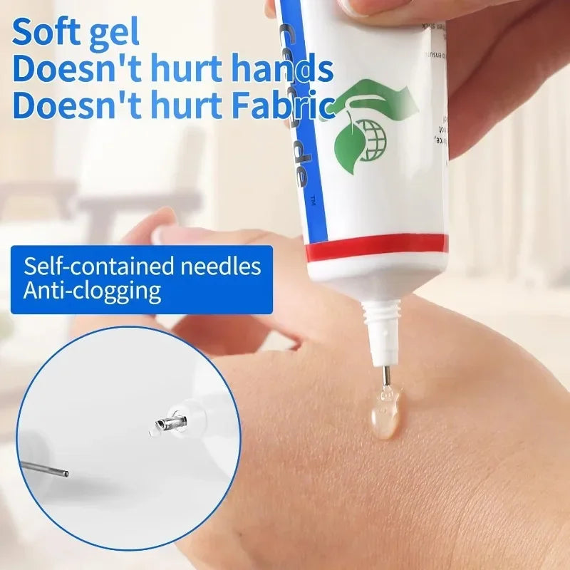 Strong Fabric Glue Transparent Odorless Quick Dry Fabric Patching Glue Multipurpose Waterproof Fabric Sewing Glue Repair Tool