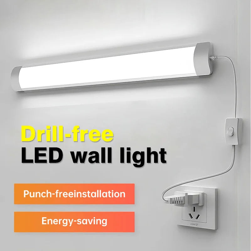 Led 220V Tube Light Room Strip With Cable Tube Lights Fixture For Home Bedroom Kitchen Cabinet Lighting Indoor Lamp