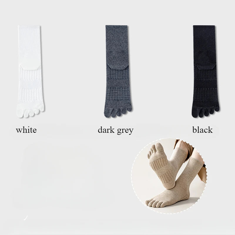 3 Pairs Five Finger Socks Men Anti-slip Sports Athletic Crew Socks Men High Quality Cotton Toe Socks Basketball Middle Tube