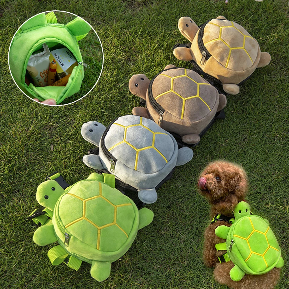 Turtle Shape Dog Snack Bag Large Capacity Pet Backpack Portable Soft Puppy School Bag Convenient Cute Puppy Carrier