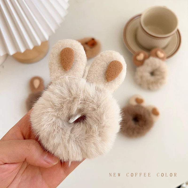 1PC Plush Rabbit Bear Ear Girls Kids Elastic Hair Bands Children Hair Ties Princess Woman Cute Hair Accessories Baby Headwear