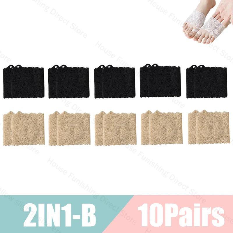Summer Thin Lace Invisible Socks Split Toe Forefoot Socks for Women High Heel Slippers Shoes Breathable Lace Socks for Halloween