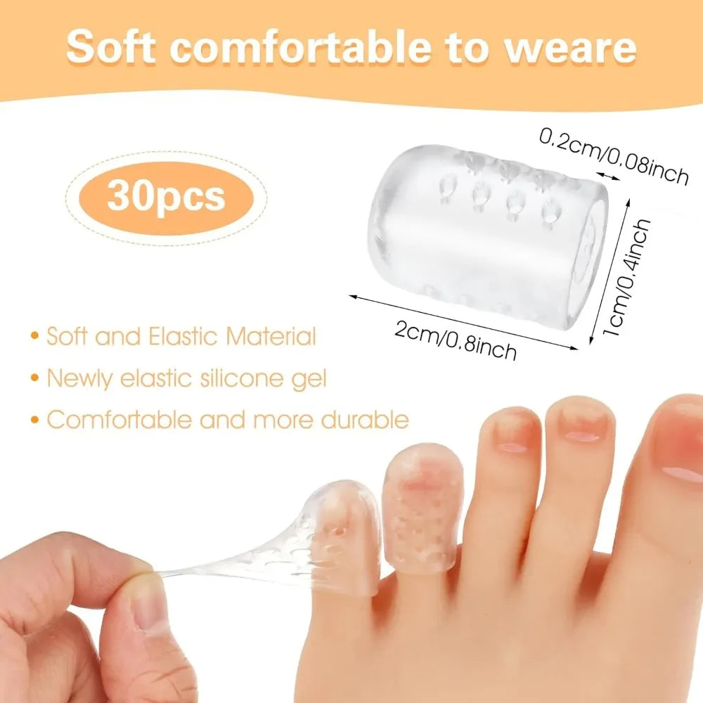 20pcs Toe Protectors Silicone Gel Caps for Corns Calluses Blisters Pain Relief, Soft Toe Sleeves Cushions