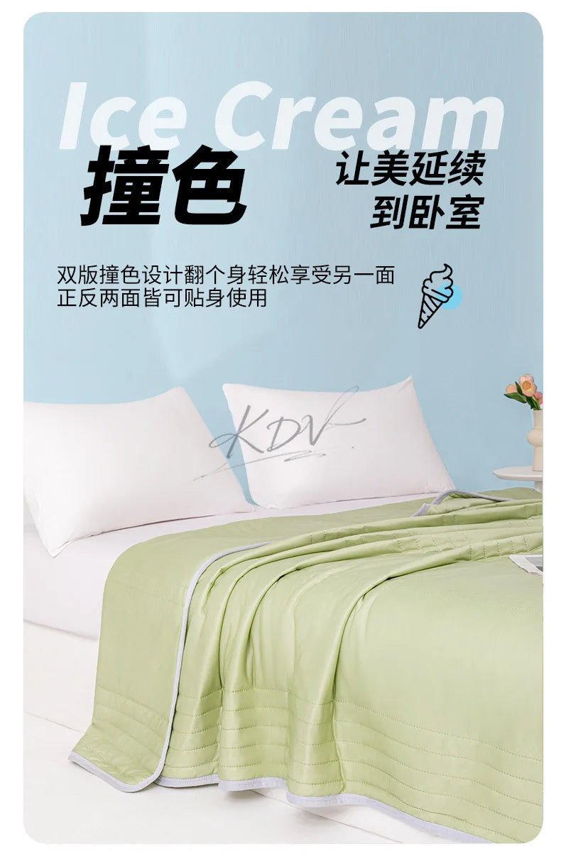 Solid Color Cooling Summer Blanket Soft Skin Friendly Breathable Thin Quilt Lightweight Washable King Air Conditioner Comforter