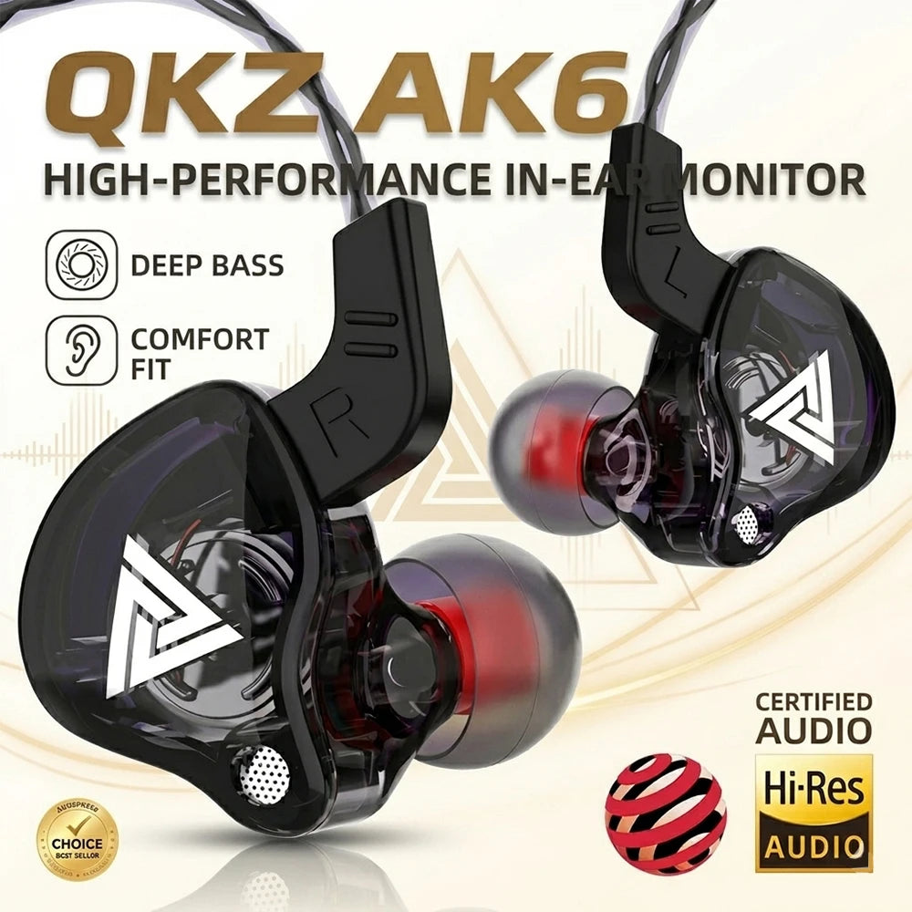 Original QKZ AK6 Headphones in Ear 6 Dynamic Driver