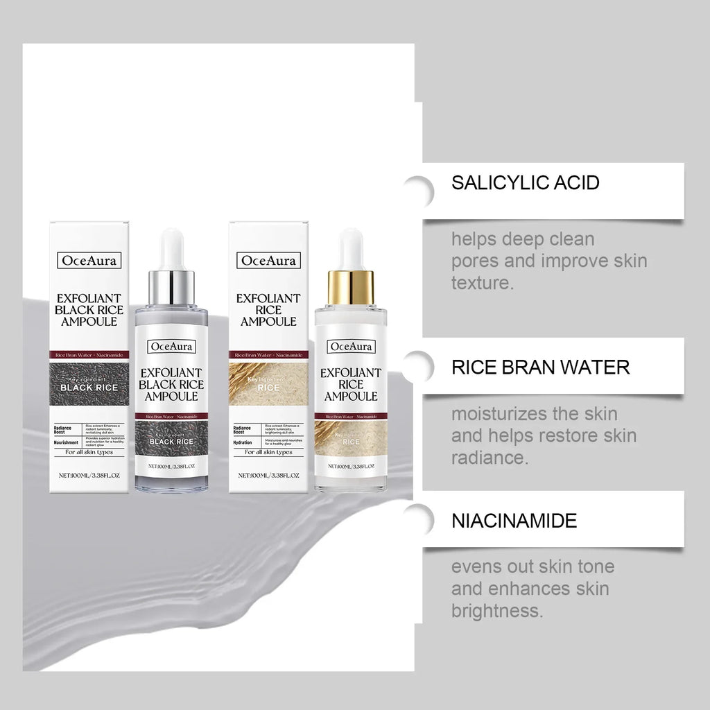 White Black Rice Exfoliating Serum Peel Shot Facial Moisturizing Soften Blackhead Removal Hydrating Shrink Pores Skin Care Korea