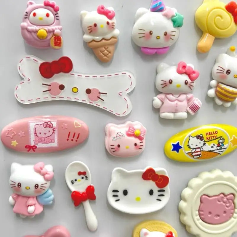 Hello Kitty Refrigerator Magnet Cute Cartoon Cute Cartoon Resin Material Magnetic Tile Fashion Personality Small Accessories