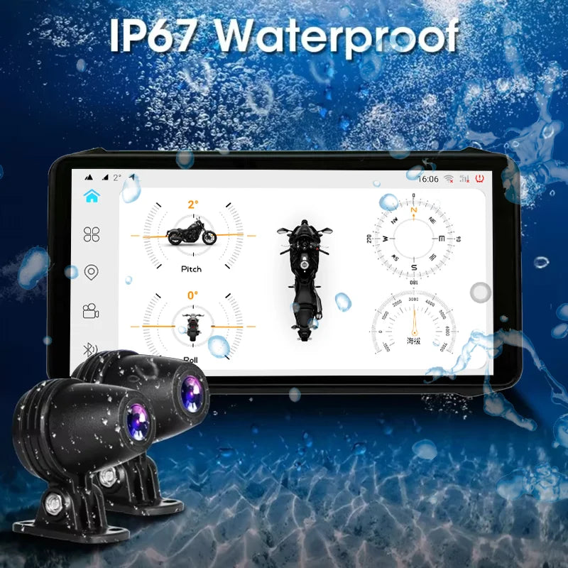 6.1 inch Motorcycle GPS Navigation IP67 Waterproof Wireless Carplay