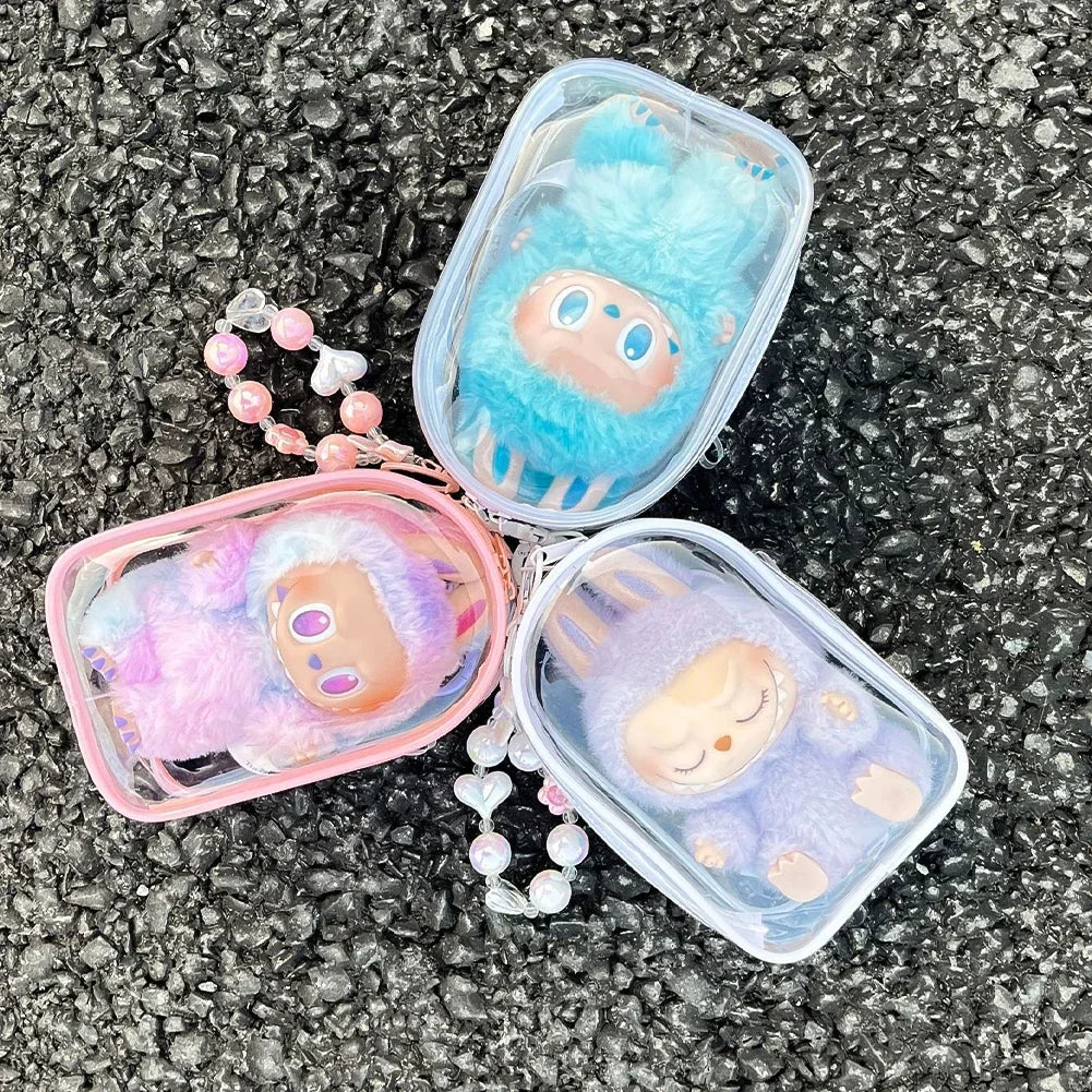 2025 New For 17cm Labubu V2 V3 15cm PVC Storage Bag Dolls Display Bag Cotton Doll Outfit Crossbody Pain Bag Home Organization