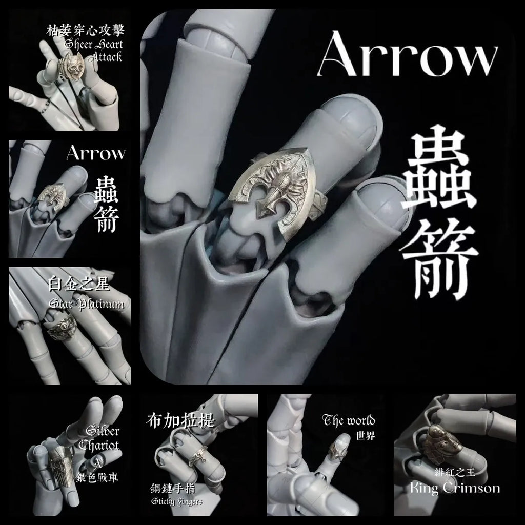 Anime JoJos Killer Queen Arrows Cosplay Ring Unisex Metal Gothic Adjustable Opening Rings Jewelry Accessories Xmas Gift