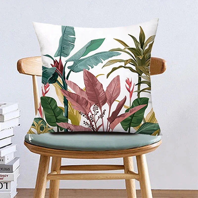 1pc Colorful Flowers Pattern Throw Pillow Case 17.7*17.7in, SoftCushion Cover For Home Decor, Accent Pillow Case, Easy To Clean