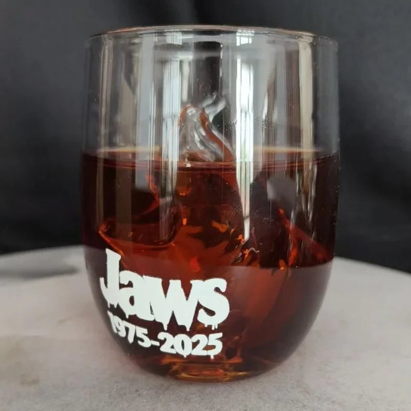 3d Great White Shark Movie Souvenir Glass Cup Transparent Ocean Animal Shaped Whiskey Beer Drinkwares Home Decorations Statues