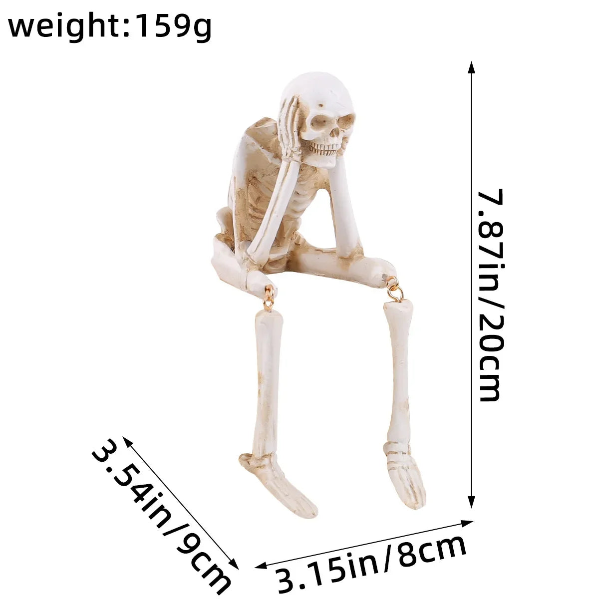 Halloween Resin Skeleton Statues See Speak Hear No Evil Figurines Skull Decor for Tabletop Bookshelf Desk Home Party Ornament