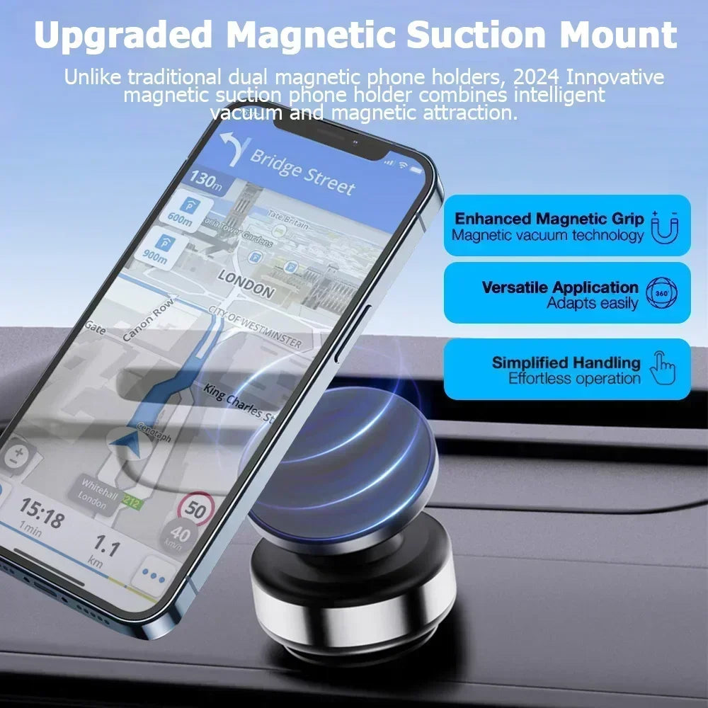Car Center Console Wireless Charger Magnetic Vacuum Suction Cup Phone Holder for Magsafe iPhone 16 15 14 13 Fast Charging Stand