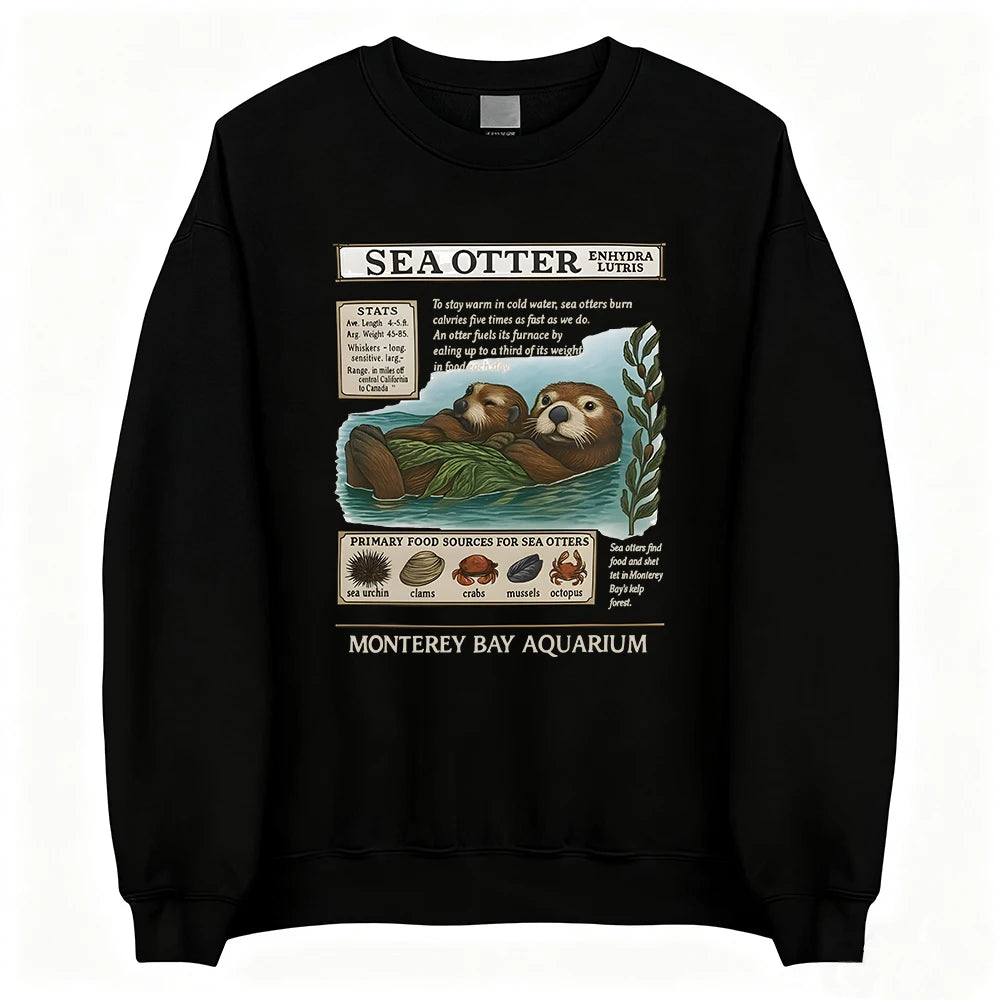Sea Otter Monterey Bay Aquarium Sweatshirt Long Sleeve Female Winter Pullovers Crewneck Women Men Casual Clothing Streetwear