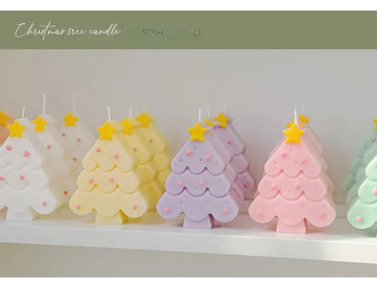 Christmas Scented Candle with Box Mini Christmas Tree Shape Fragrance Candle Home Decor Candle Gift for Friends Women Souvenir