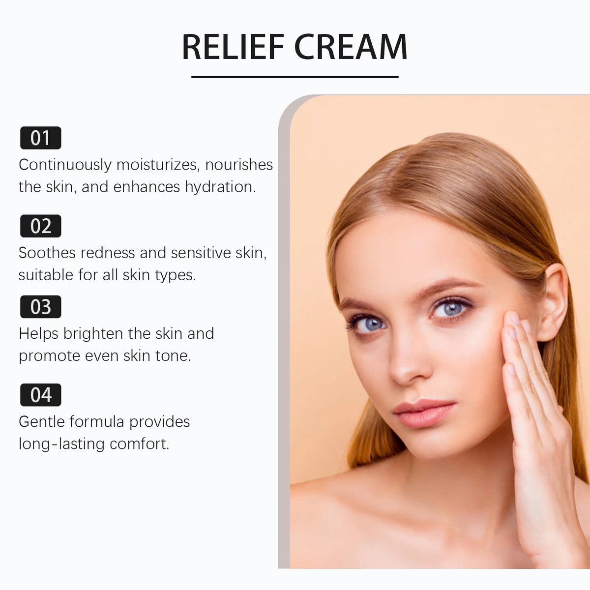 345 Relief Cream Reduce Redness Soothing Care Face Lifting Brightening Even Skin Tone Beauty Moisturizing Smooth Cream 50g